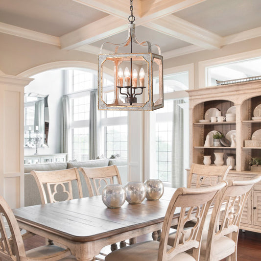 4-Light French Lantern Chandelier installed view