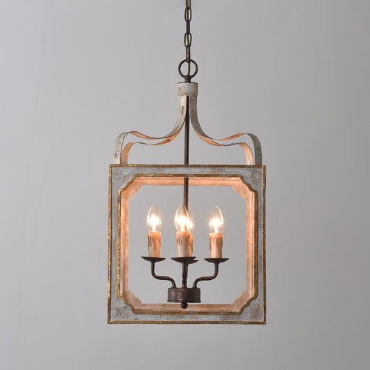 4-Light French Lantern Chandelier finish close-up