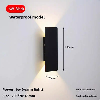 Black IP65 Outdoor LED Wall Sconce – Square, 6W or 18W, Hardwired