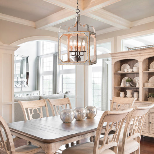 4-Light French Lantern Chandelier installed view