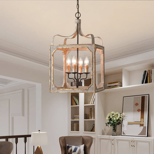 4-Light French Lantern Chandelier detail