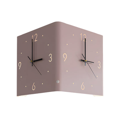 Wall Clock Lamp Modern Square Backlit Metal Light