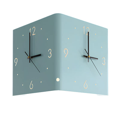 Wall Clock Lamp Modern Square Backlit Metal Light