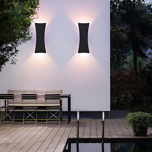 Up & Down LED Outdoor Wall Sconce – Arc Profile, IP65 Aluminum, Hardwired