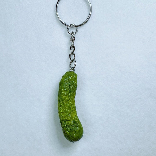 Detailed gherkin pickle keychain on metal ring