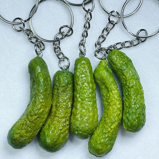 Handmade gherkin pickle keychain with gift box
