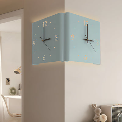 Wall Clock Lamp Modern Square Backlit Metal Light