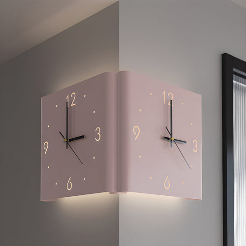 Wall Clock Lamp Modern Square Backlit Metal Light