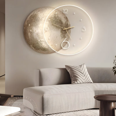 Moon Wall Clock Light – Sculptural LED Wall Art, USB Rechargeable, 2 Sizes