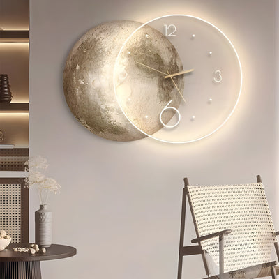 Moon Wall Clock Light – Sculptural LED Wall Art, USB Rechargeable, 2 Sizes