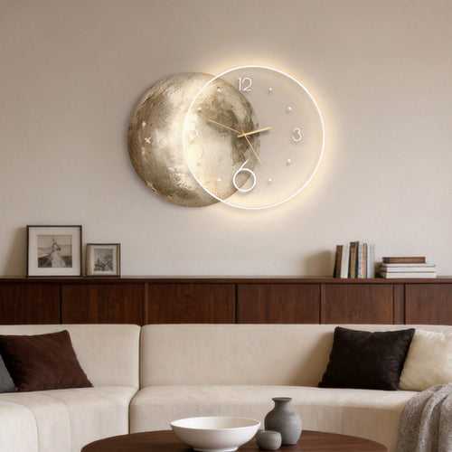 Moon Wall Clock Light – Sculptural LED Wall Art, USB Rechargeable, 2 Sizes