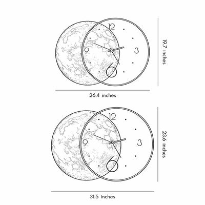 Moon Wall Clock Light – Sculptural LED Wall Art, USB Rechargeable, 2 Sizes