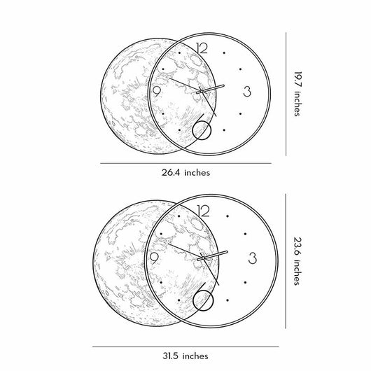 Moon Wall Clock Light – Sculptural LED Wall Art, USB Rechargeable, 2 Sizes