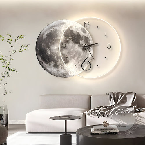 Moon Wall Clock Light – Sculptural LED Wall Art, USB Rechargeable, 2 Sizes