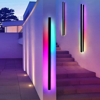 Black Linear LED Outdoor Wall Sconce – 24" Slim, Hardwired Dimmable