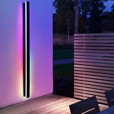Black Linear LED Outdoor Wall Sconce – 24" Slim, Hardwired Dimmable