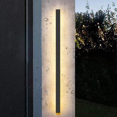 Black Linear LED Outdoor Wall Sconce – 24" Slim, Hardwired Dimmable