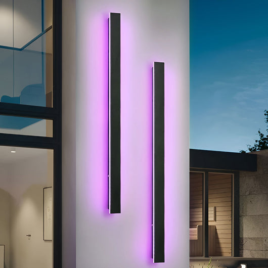 Black Linear LED Outdoor Wall Sconce – 24" Slim, Hardwired Dimmable