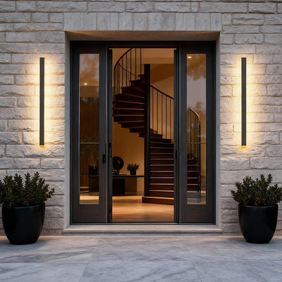 Black Linear LED Outdoor Wall Sconce – 24" Slim, Hardwired Dimmable