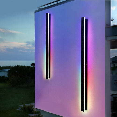 Black Linear LED Outdoor Wall Sconce – 24" Slim, Hardwired Dimmable
