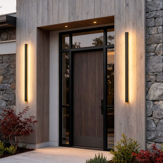 Black Linear LED Outdoor Wall Sconce – 24" Slim, Hardwired Dimmable