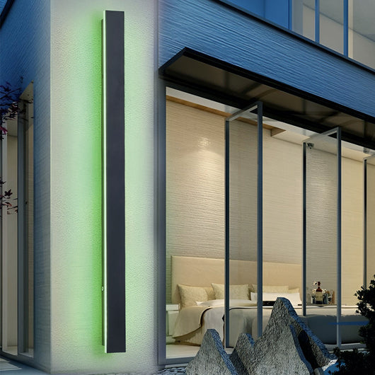 Black Linear LED Outdoor Wall Sconce – 24" Slim, Hardwired Dimmable
