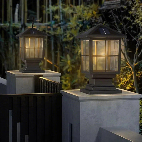 Stone Light Pillar Traditional Black Waterproof LED Light