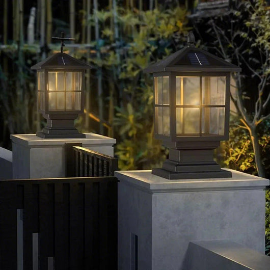 Stone Light Pillar Traditional Black Waterproof LED Light