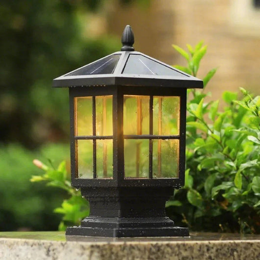 Stone Light Pillar Traditional Black Waterproof LED Light