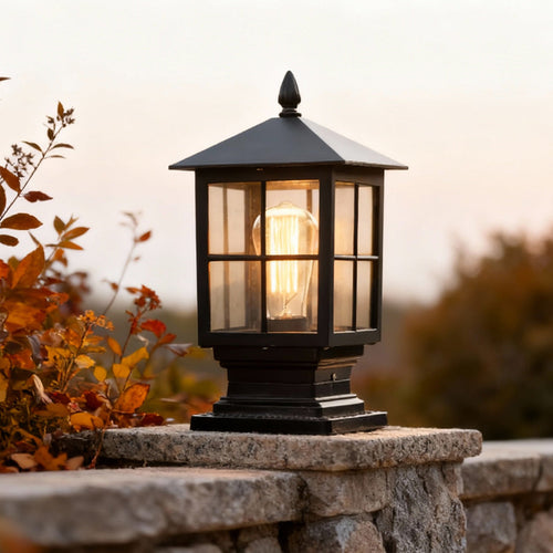 Stone Light Pillar Traditional Black Waterproof LED Light